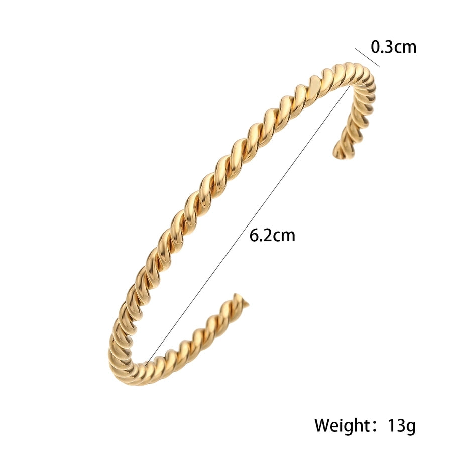 Retro Simple Style Commute Geometric 304 Stainless Steel Cuff Bracelets In Bulk