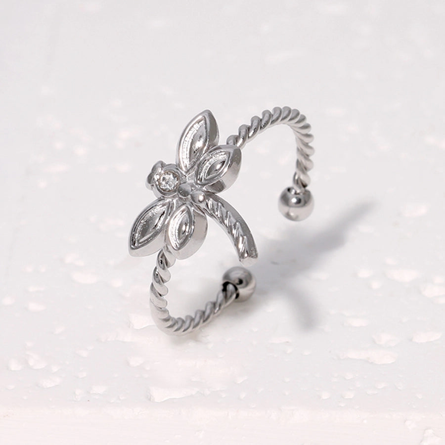 Jewelry Retro French Style IG Style Dragonfly 304 Stainless Steel 18K Gold Plated Rhinestone Stainless Steel Rings