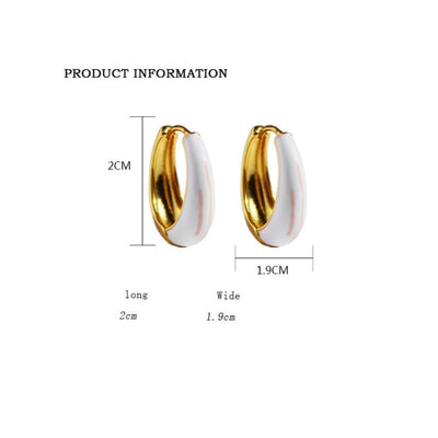 1 Pair Simple Style Circle Enamel Brass 24K Gold Plated Earrings