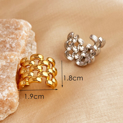 Jewelry Casual Retro Simple Style Round 201 Stainless Steel 18K Gold Plated Plating Adjustable Ring