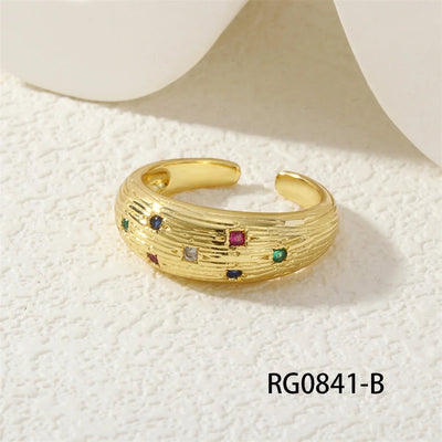 Jewelry Vintage Style Classic Style Geometric Lines Copper Zircon Open Rings