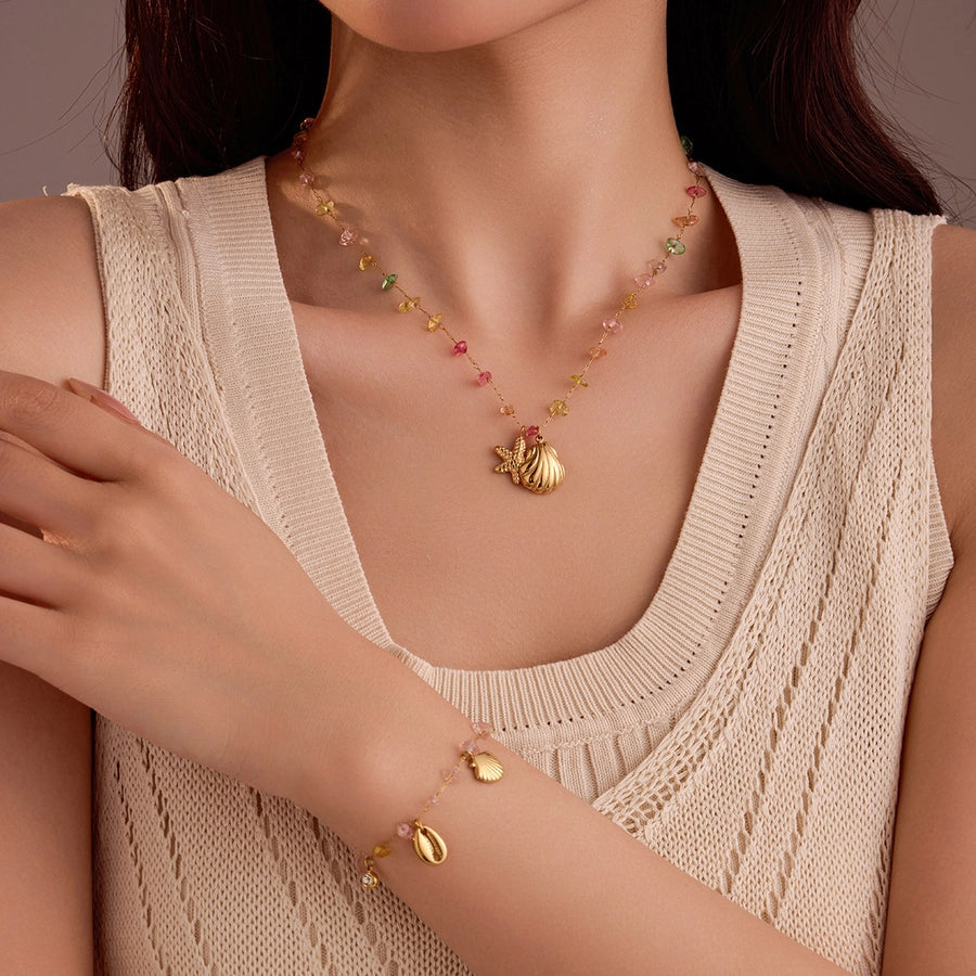 Jewelry Lady Starfish Shell 304 Stainless Steel Plating Jewelry Set