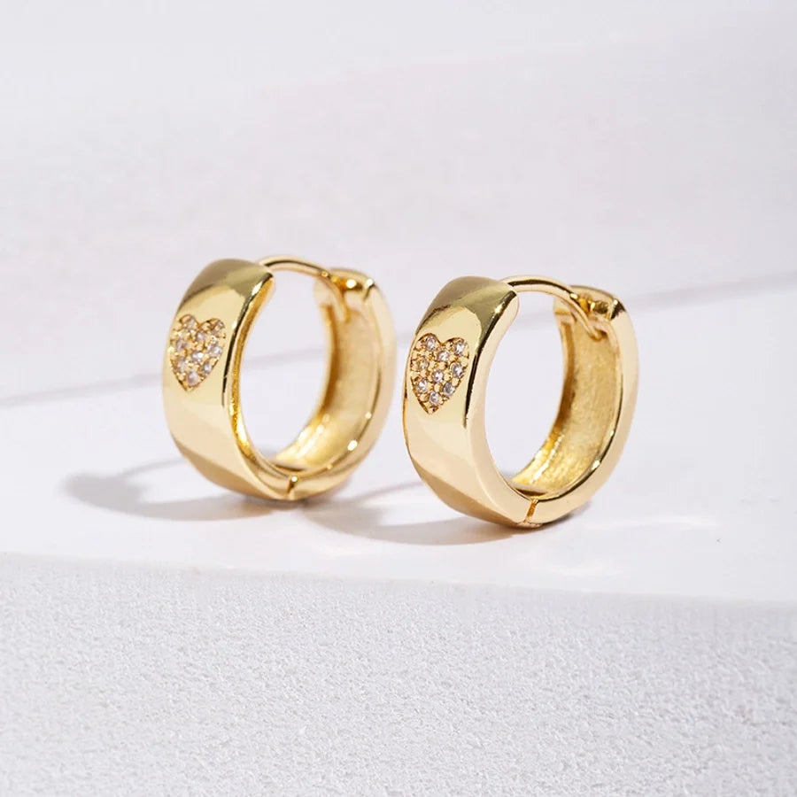 1 Pair Lady Heart Shape Plating Copper Zircon Earrings