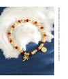 Jewelry IG Style Coconut Tree Copper Artificial Gemstones Beaded Inlay Bracelets
