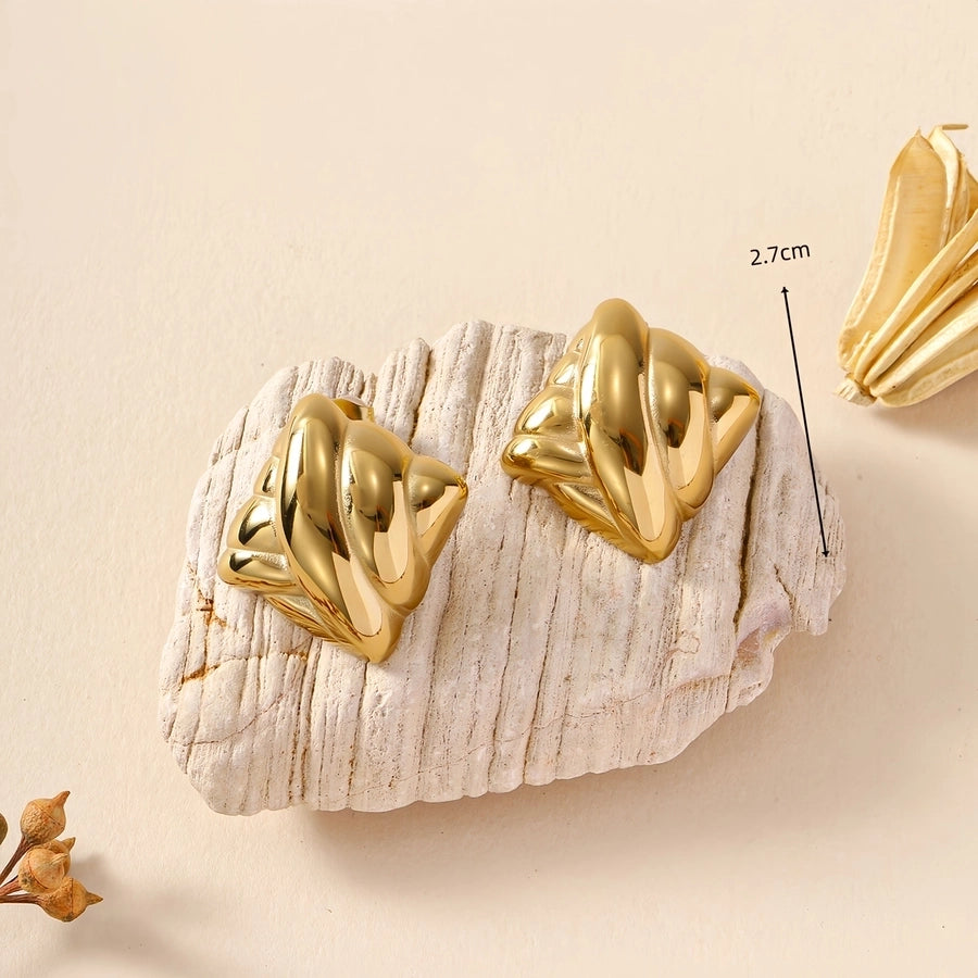 1 Pair Elegant Vintage Style Geometric Heart Shape 304 Stainless Steel 18K Gold Plated Ear Studs
