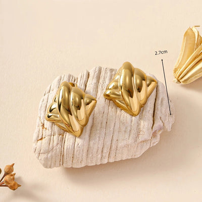 1 Pair Elegant Vintage Style Geometric Heart Shape 304 Stainless Steel 18K Gold Plated Ear Studs