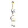 1 Piece Belly Rings Simple Style Moon 316 Stainless Steel  Inlay Zircon