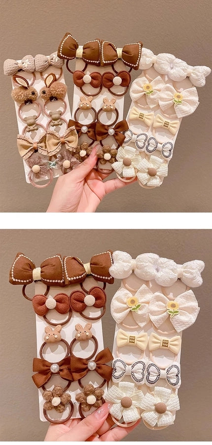 New Milk brown hair band Girls baby does not hurt hair high elastic bow tie hair rope children hair accessories rubber band Female