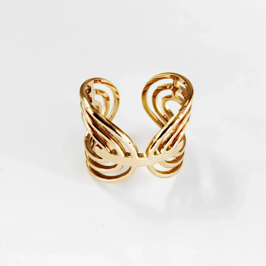 Jewelry Vintage Style Simple Style Wings Fish 304 Stainless Steel Plating Open Rings