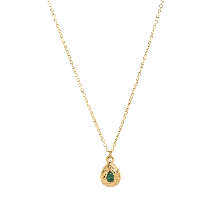 Jewelry Casual Simple Style Water Droplets 201 Stainless Steel 304 Stainless Steel Zircon 18K Gold Plated Pendant Necklace