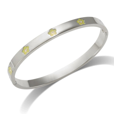 Elegant Heart Shape Flower Titanium Steel Bangle In Bulk