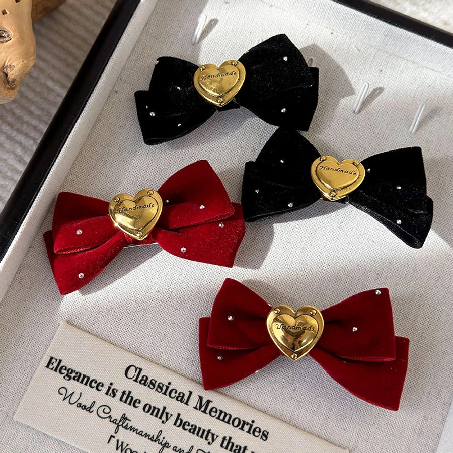 women's lady bow knot alloy cloth hair clip