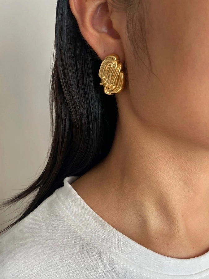 1 Pair Nordic Style Simple Style Commute Geometric Irregular 316L Stainless Steel  18K Gold Plated Earrings