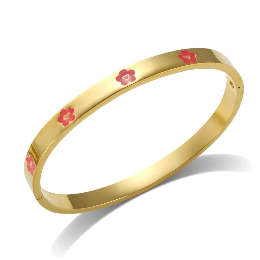 Elegant Heart Shape Flower Titanium Steel Bangle In Bulk