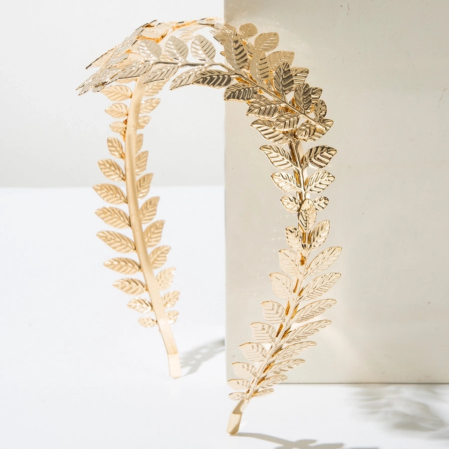 Women's Elegant Queen Bridal Leaves Alloy Plating Hair Band