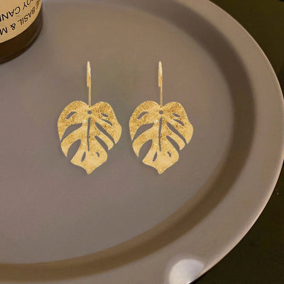 1 Pair Elegant Leaves Plating 304 Stainless Steel 18K Gold Plated Drop Earrings
