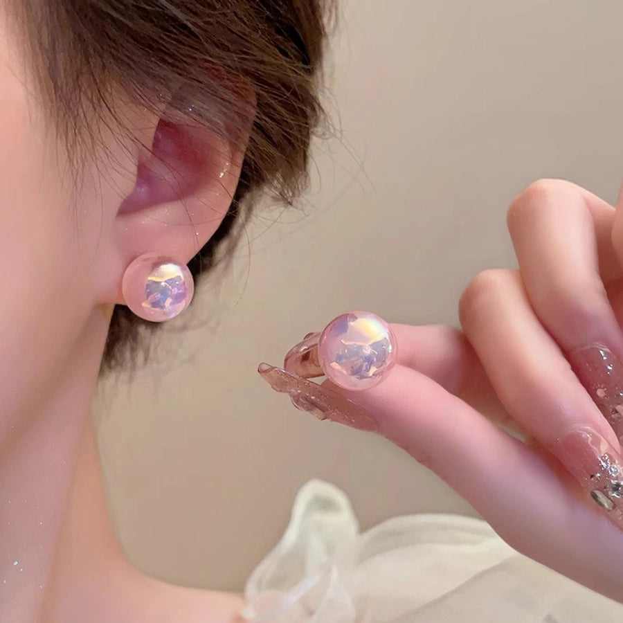 Pink Mermaid Ji Pearl Earrings  New Trendy Niche Design Sense Earrings Light Luxury Internet Celebrity Fashion Earrings