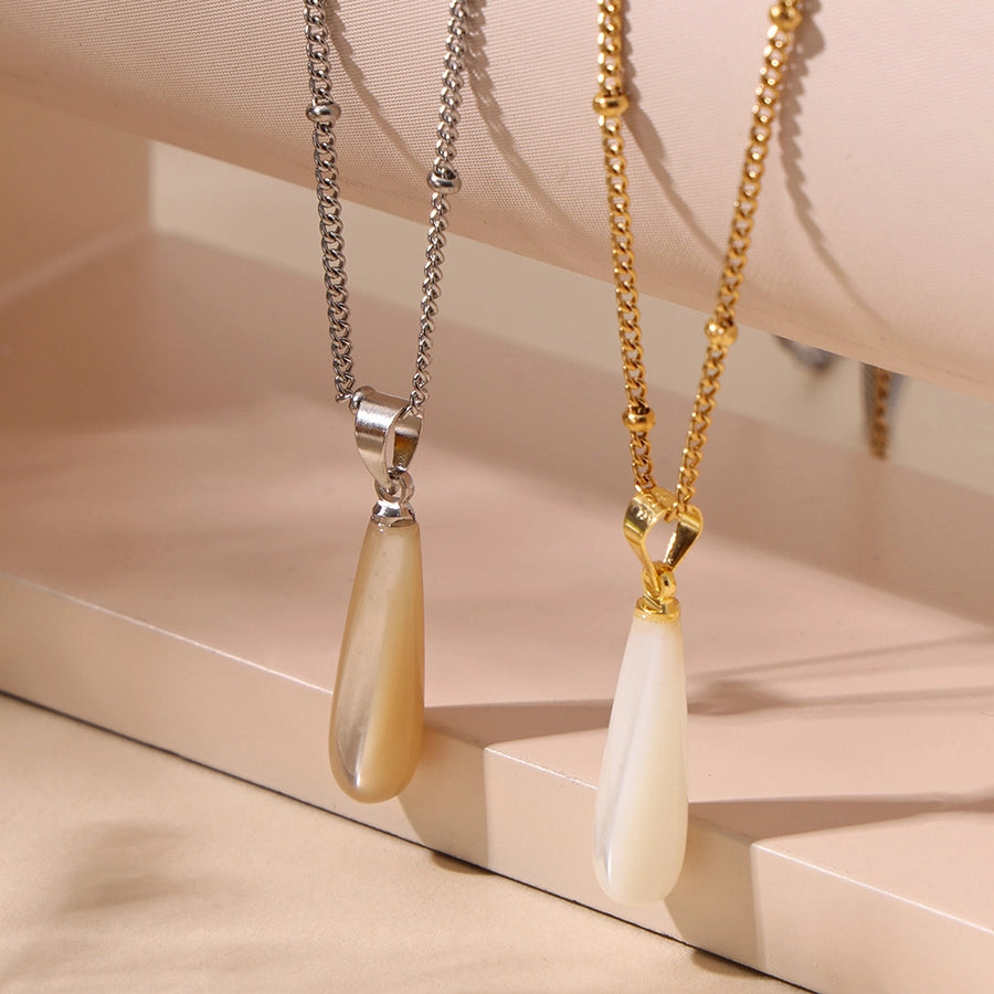 Jewelry Elegant Luxurious Vacation Water Droplets 304 Stainless Steel Shell 18K Gold Plated Pendant Necklace