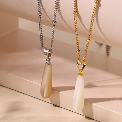 Jewelry Elegant Luxurious Vacation Water Droplets 304 Stainless Steel Shell 18K Gold Plated Pendant Necklace