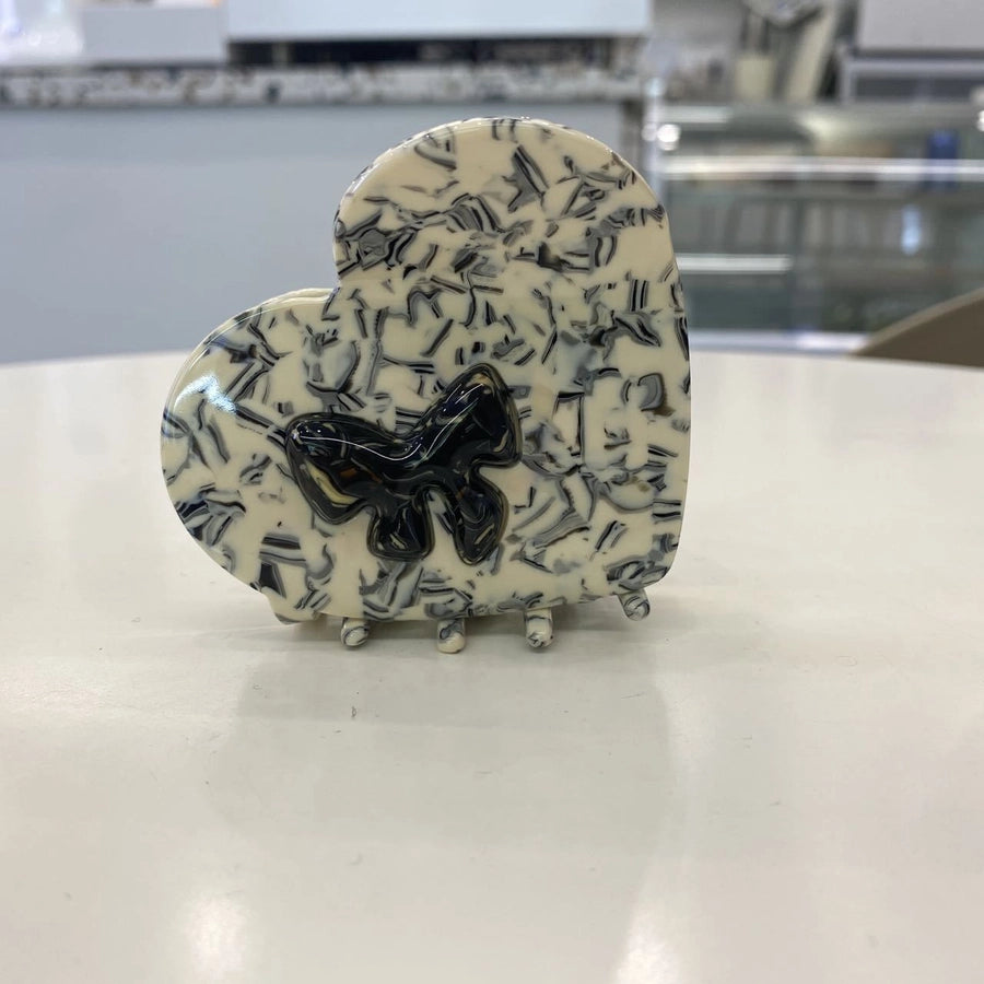 Women's Simple Style Heart Shape Bow Knot Acetic acid sheets Hair Claws