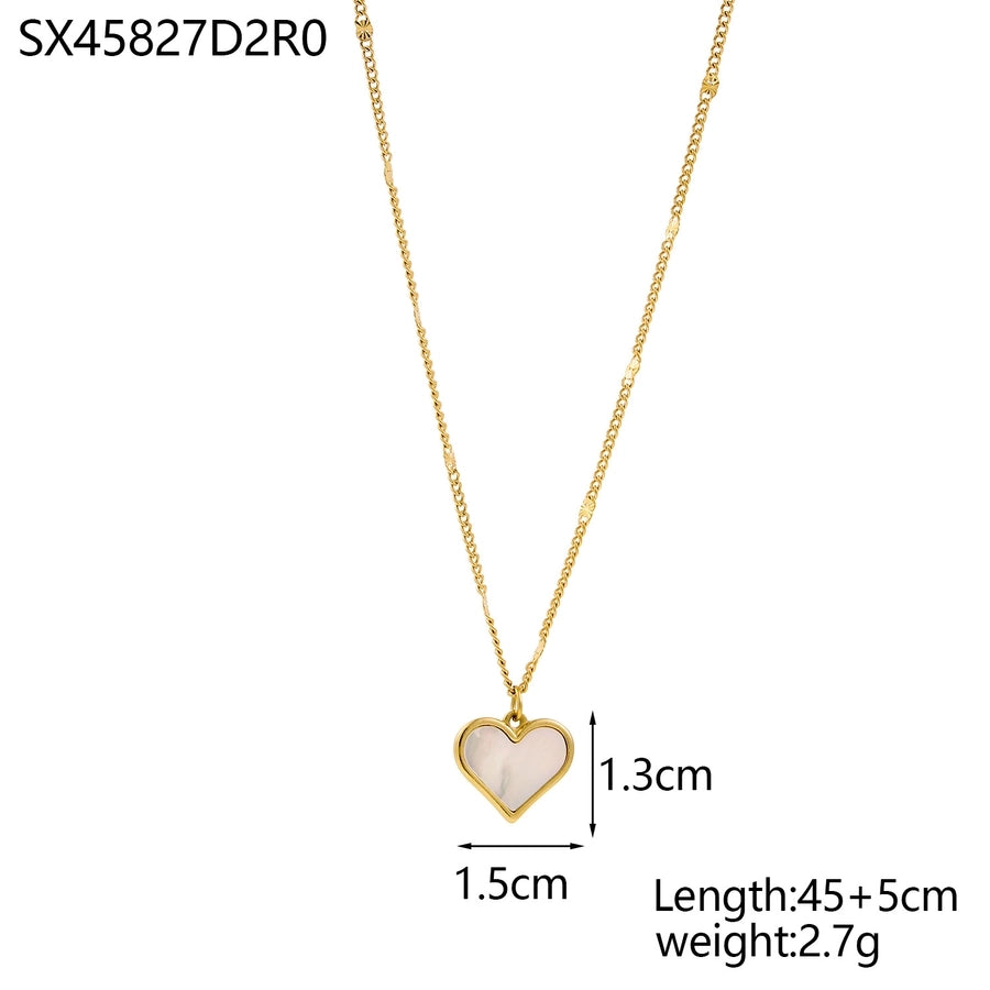 Jewelry Simple Style Heart Shape 304 Stainless Steel 18K Gold Plated Pendant Necklace