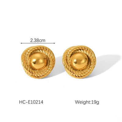 1 Pair IG Style Classic Style Thread 304 Stainless Steel Titanium Steel 18K Gold Plated Ear Studs