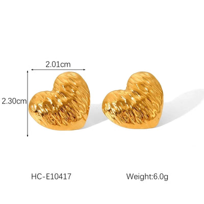 1 Piece IG Style Heart Shape Plating 304 Stainless Steel 18K Gold Plated Ear Studs