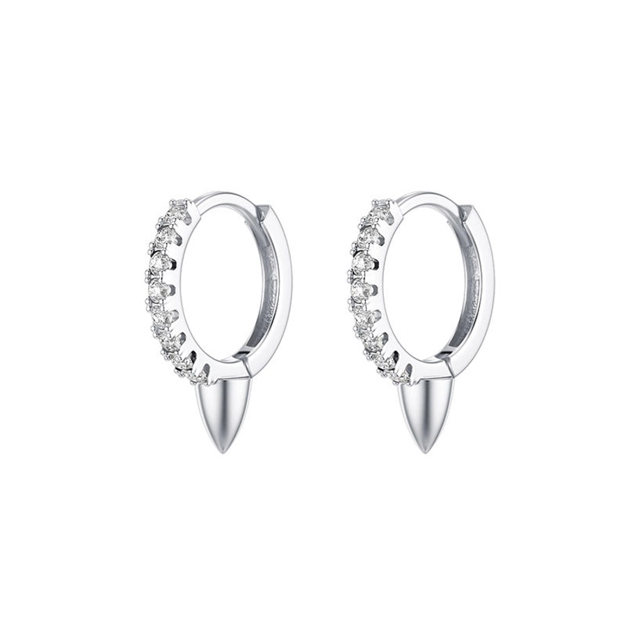 1 Pair Elegant Simple Style Geometric Copper Zircon 24K Gold Plated Hoop Earrings