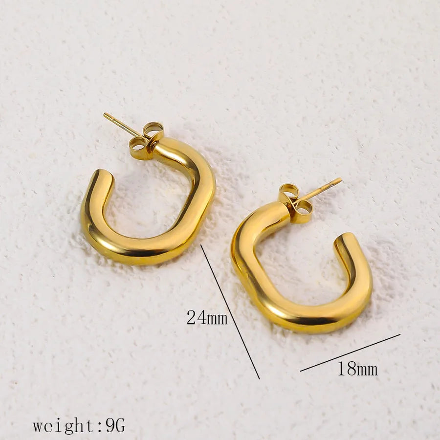 1 Pair Simple Style Commute Geometric Heart Shape Plating Titanium Steel Drop Earrings Earrings Ear Studs