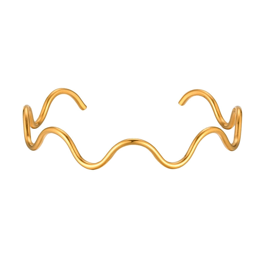 Vintage Style Simple Style Waves 201 Stainless Steel Bangle In Bulk