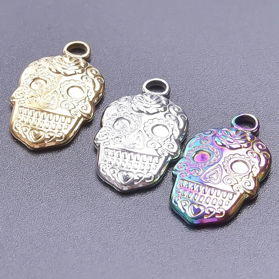 Jewelry Casual Hip-Hop Funny Skull 304 Stainless Steel 18K Gold Plated Plating Pendant Necklace