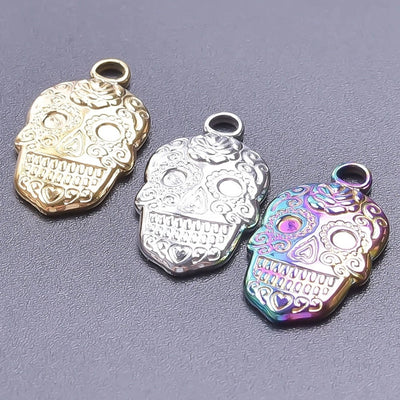 Jewelry Casual Hip-Hop Funny Skull 304 Stainless Steel 18K Gold Plated Plating Pendant Necklace