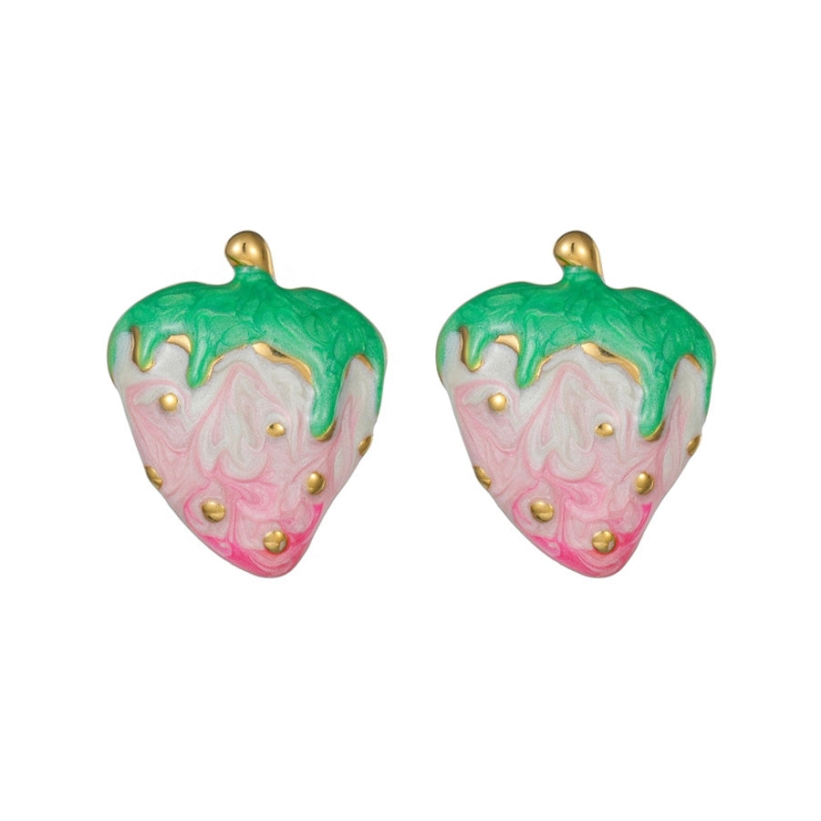 1 Pair Cute Sweet Strawberry Enamel Plating 304 Stainless Steel Ear Studs