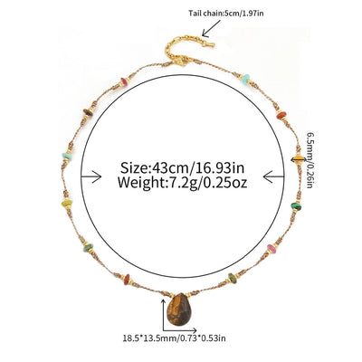 Casual Cute Commute Irregular 304 Stainless Steel natural stone Copper Woven Chain Necklace In Bulk