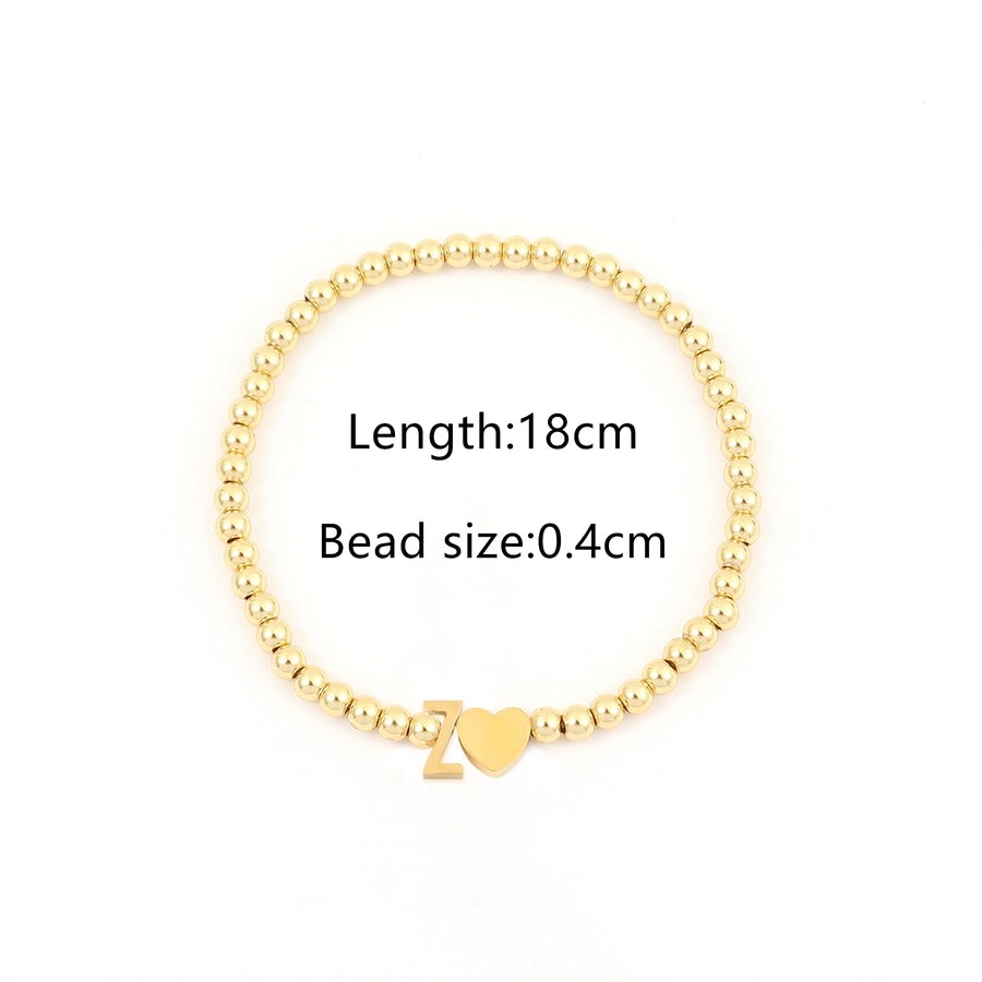 304 Stainless Steel Copper Letter Heart Shape Bracelets