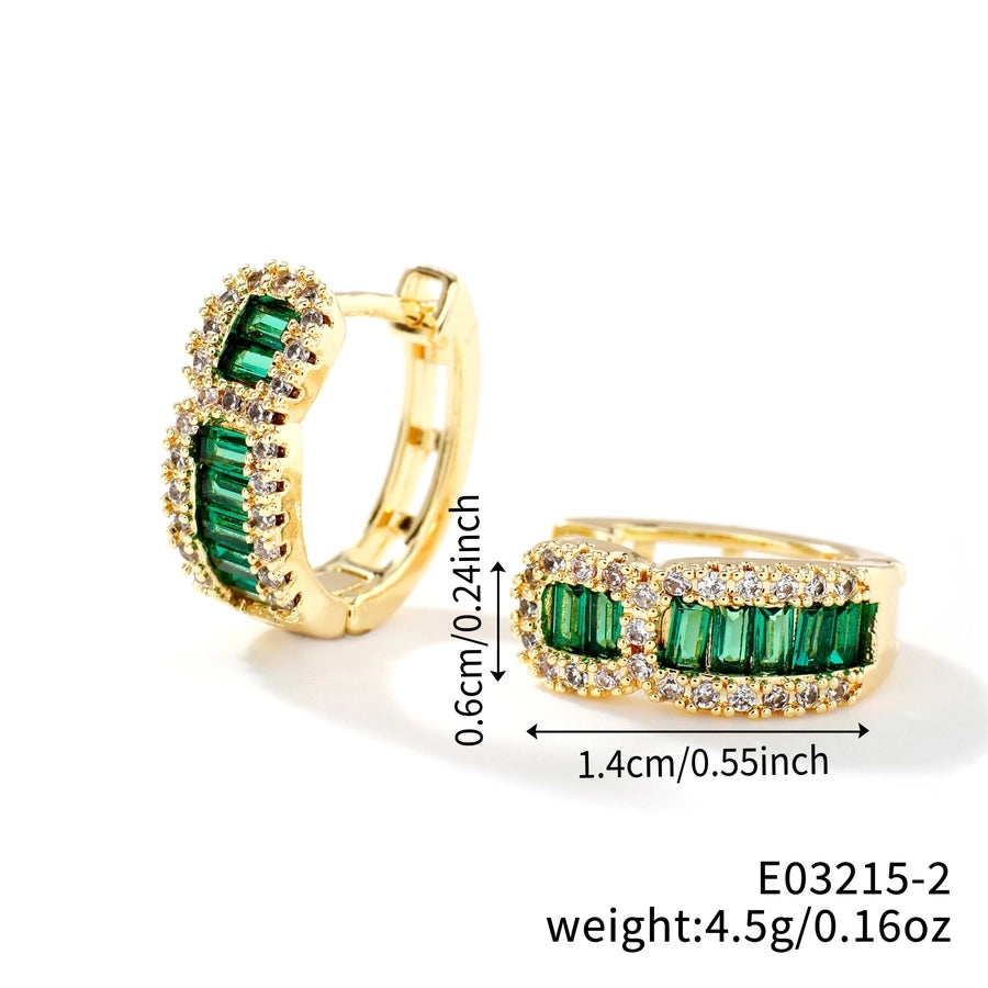 1 Pair Elegant Streetwear Shiny Geometric Inlay Copper Zircon K Gold Plated Rhodium Plated Earrings