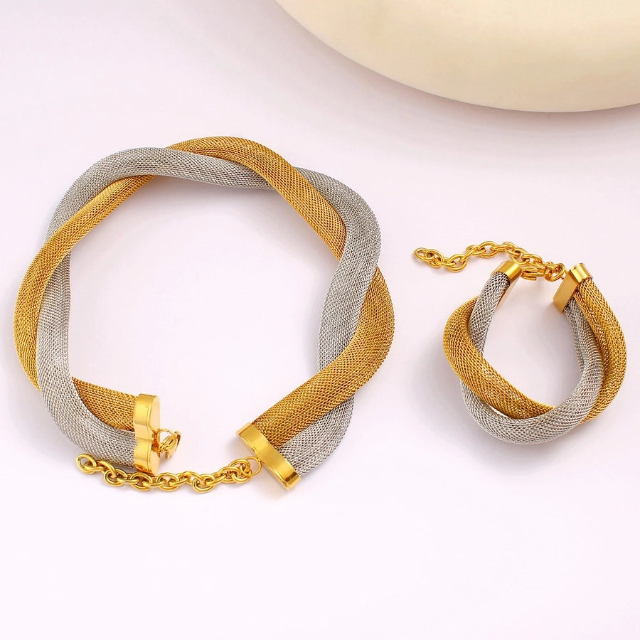 Jewelry Retro Exaggerated Geometric 304 Stainless Steel 18K Gold Plated Bracelets Necklace