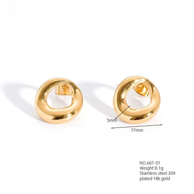 1 Pair Casual French Style Pentagram Round Heart Shape 304 Stainless Steel 18K Gold Plated Ear Studs