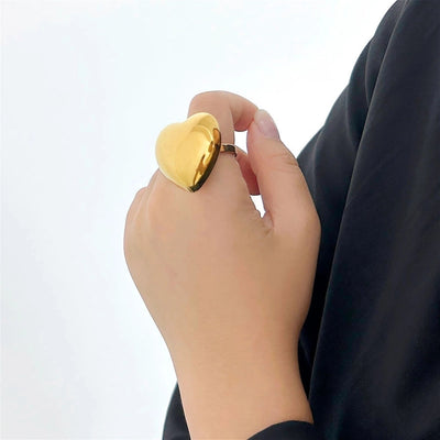 Jewelry Elegant Cute Heart Shape 304 Stainless Steel 18K Gold Plated Rings