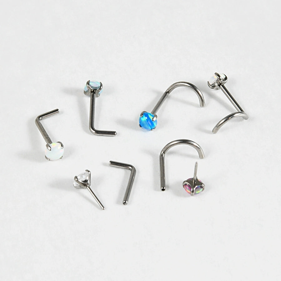 1 Piece Nose Rings & Studs Casual Vacation Round G23 Titanium Alloy Opal Zircon Nose Rings & Studs