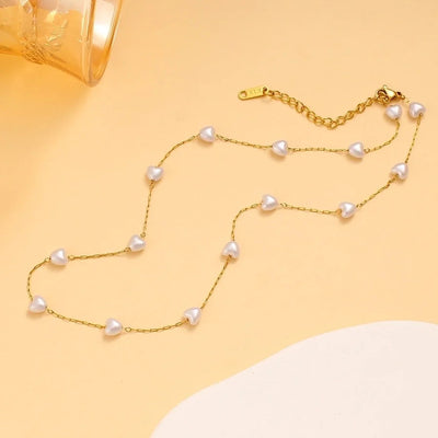 Jewelry Vacation Simple Style Heart Shape 304 Stainless Steel 18K Gold Plated Bracelets Necklace
