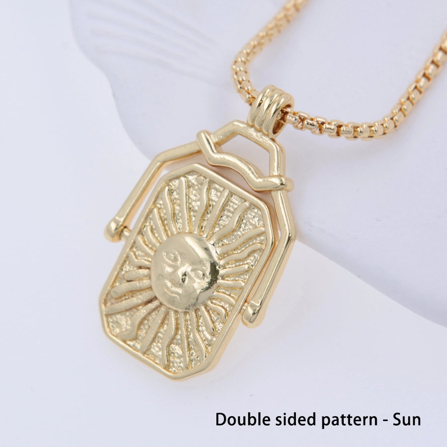 Classic Style Sun Copper 18K Gold Plated Unisex Pendant Necklace