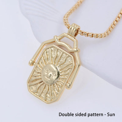 Classic Style Sun Copper 18K Gold Plated Unisex Pendant Necklace