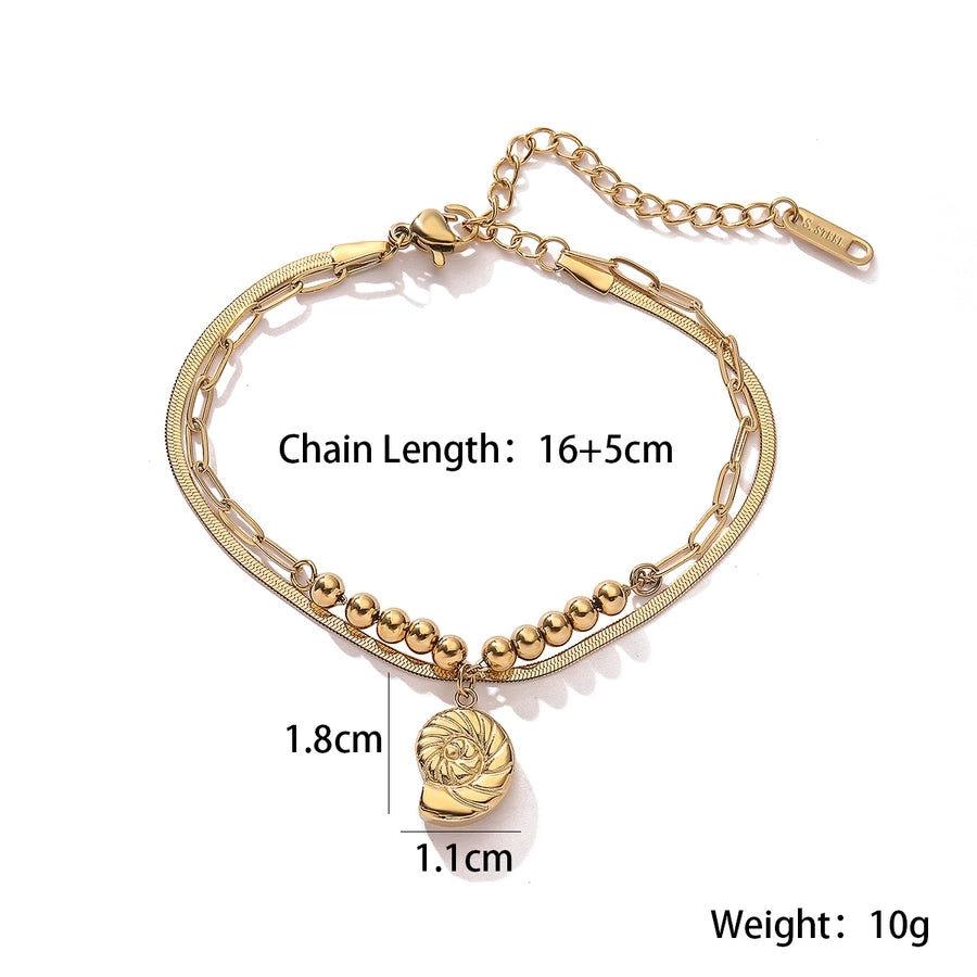 Elegant Simple Style Star Moon Conch 304 Stainless Steel snake chain Bracelets In Bulk