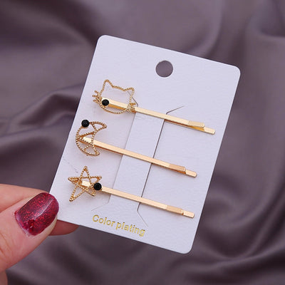 sweet geometric alloy plating rhinestones hair clip 1 set