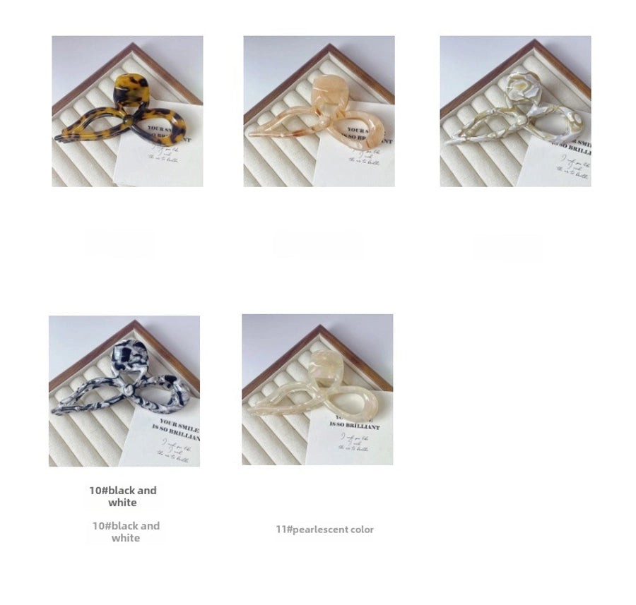 Super Fairy ~ Three-dimensional Bow Acetic Acid Grab Clip Temperament Gentle Ribbon Hairpin Sweet Large Shark Clip Women's Hair Accessories