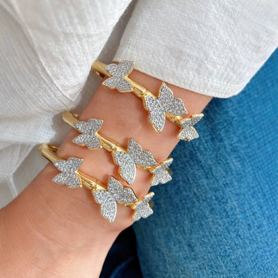 Jewelry Vintage Style Classic Style Butterfly Copper Zircon Plating Rings Earrings Necklace