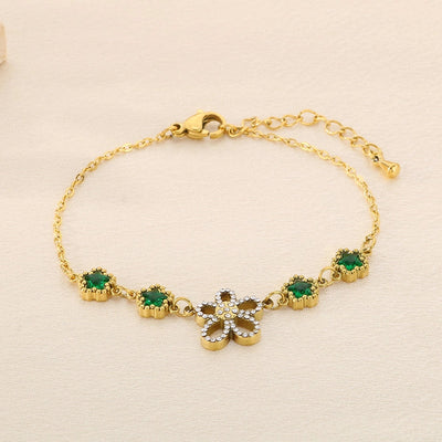 Vintage Style Streetwear Flower 304 Stainless Steel 18K Gold Plated Bracelets In Bulk