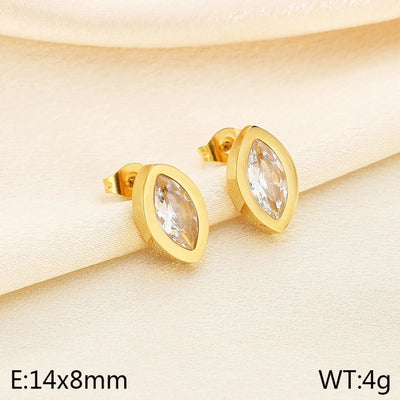 1 Pair Vintage Style Water Droplets Hollow Out Inlay 304 Stainless Steel Zircon 18K Gold Plated Ear Studs