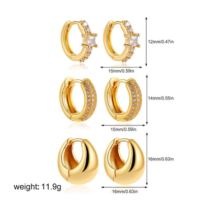 1 Set Elegant Luxurious Square Oval Copper Hoop Earrings